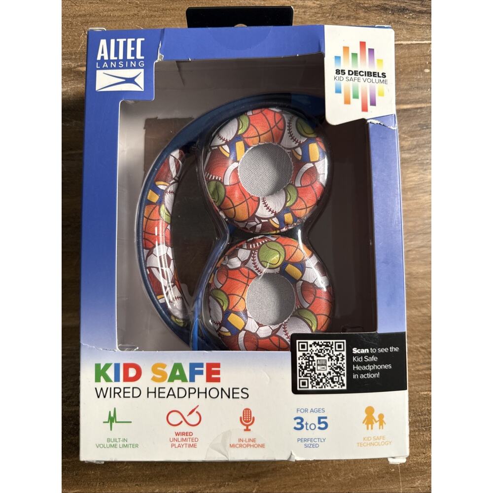 New Altec Lansing Kids Wired Over-Ear Headphones Blue Kid Safe Ages 3-5